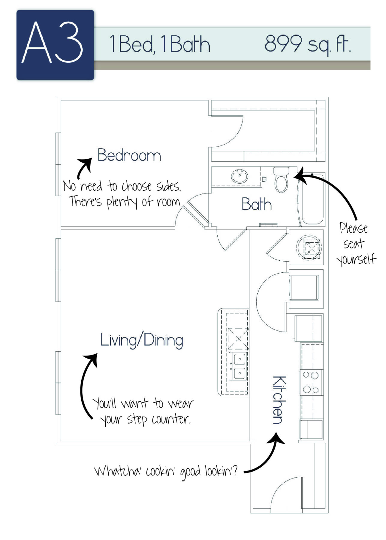 Emilia 1 bedroom 1 bath apartment at Marcella at Gateway